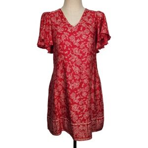 HATCH The Grace Maternity Dress Size 1(S) Red Bandana Flutter‎ Sleeve Lined